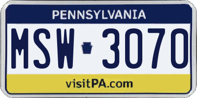 PA license plate MSW3070