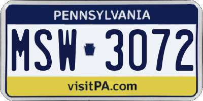 PA license plate MSW3072