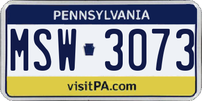 PA license plate MSW3073