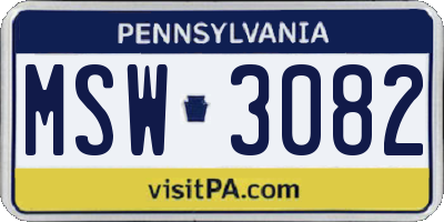 PA license plate MSW3082