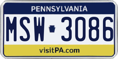 PA license plate MSW3086