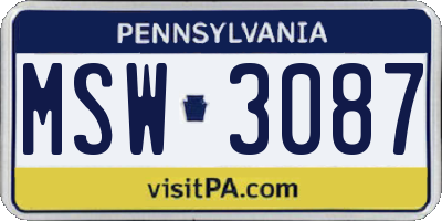 PA license plate MSW3087