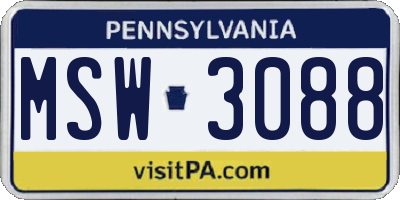 PA license plate MSW3088