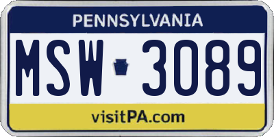 PA license plate MSW3089