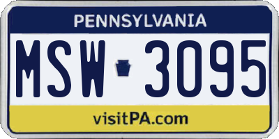 PA license plate MSW3095