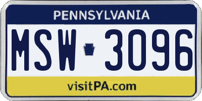 PA license plate MSW3096
