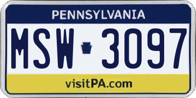PA license plate MSW3097