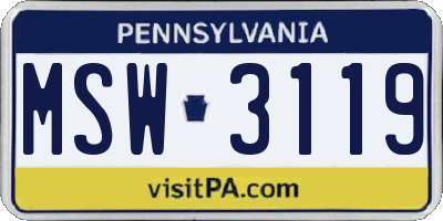 PA license plate MSW3119