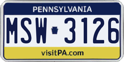 PA license plate MSW3126