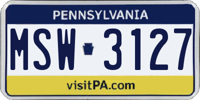 PA license plate MSW3127