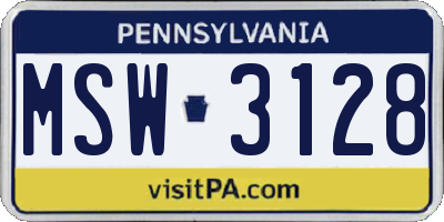 PA license plate MSW3128