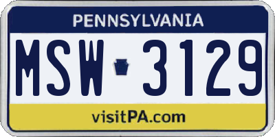 PA license plate MSW3129