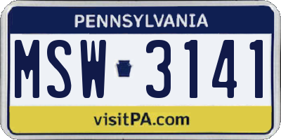 PA license plate MSW3141