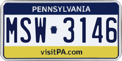 PA license plate MSW3146