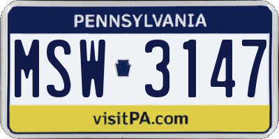 PA license plate MSW3147