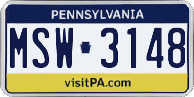 PA license plate MSW3148