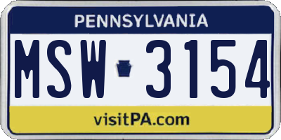 PA license plate MSW3154