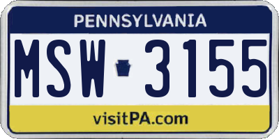 PA license plate MSW3155