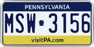 PA license plate MSW3156