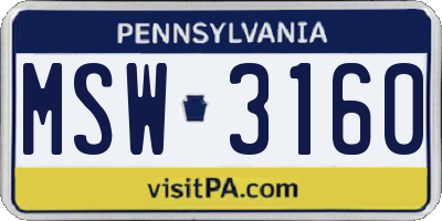 PA license plate MSW3160
