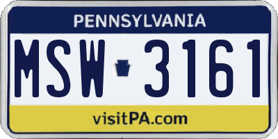 PA license plate MSW3161