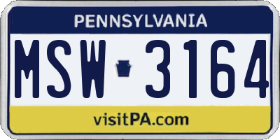 PA license plate MSW3164