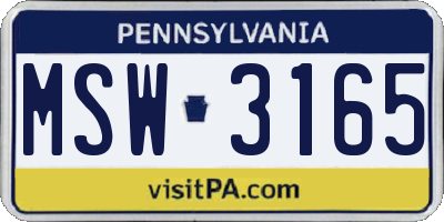 PA license plate MSW3165