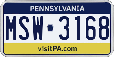 PA license plate MSW3168