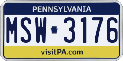 PA license plate MSW3176