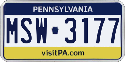 PA license plate MSW3177