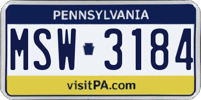 PA license plate MSW3184