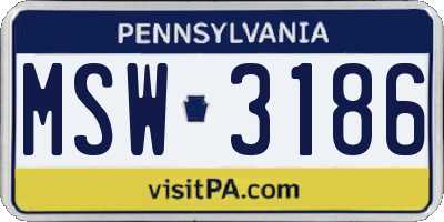 PA license plate MSW3186