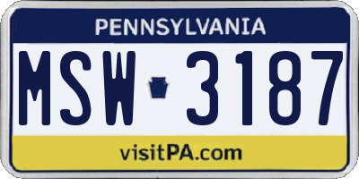 PA license plate MSW3187