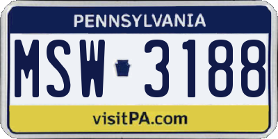 PA license plate MSW3188