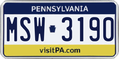 PA license plate MSW3190