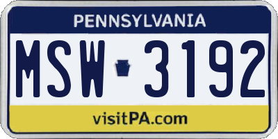 PA license plate MSW3192