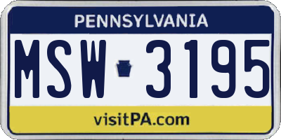 PA license plate MSW3195
