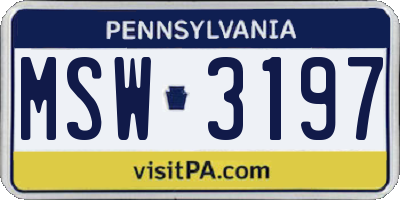 PA license plate MSW3197