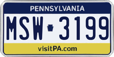 PA license plate MSW3199