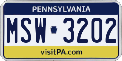 PA license plate MSW3202