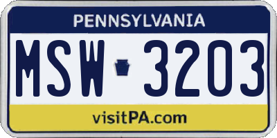 PA license plate MSW3203
