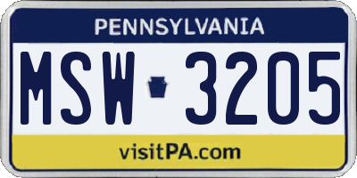 PA license plate MSW3205