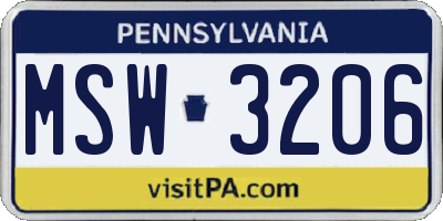 PA license plate MSW3206