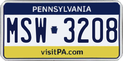 PA license plate MSW3208