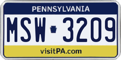 PA license plate MSW3209