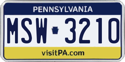 PA license plate MSW3210
