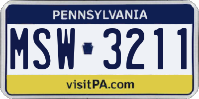 PA license plate MSW3211