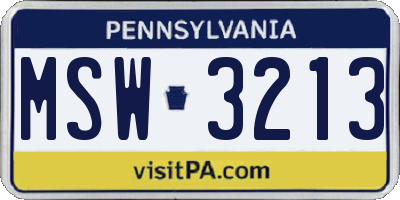 PA license plate MSW3213