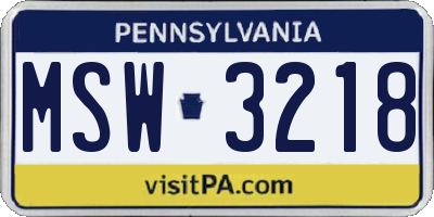 PA license plate MSW3218