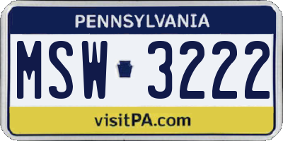PA license plate MSW3222
